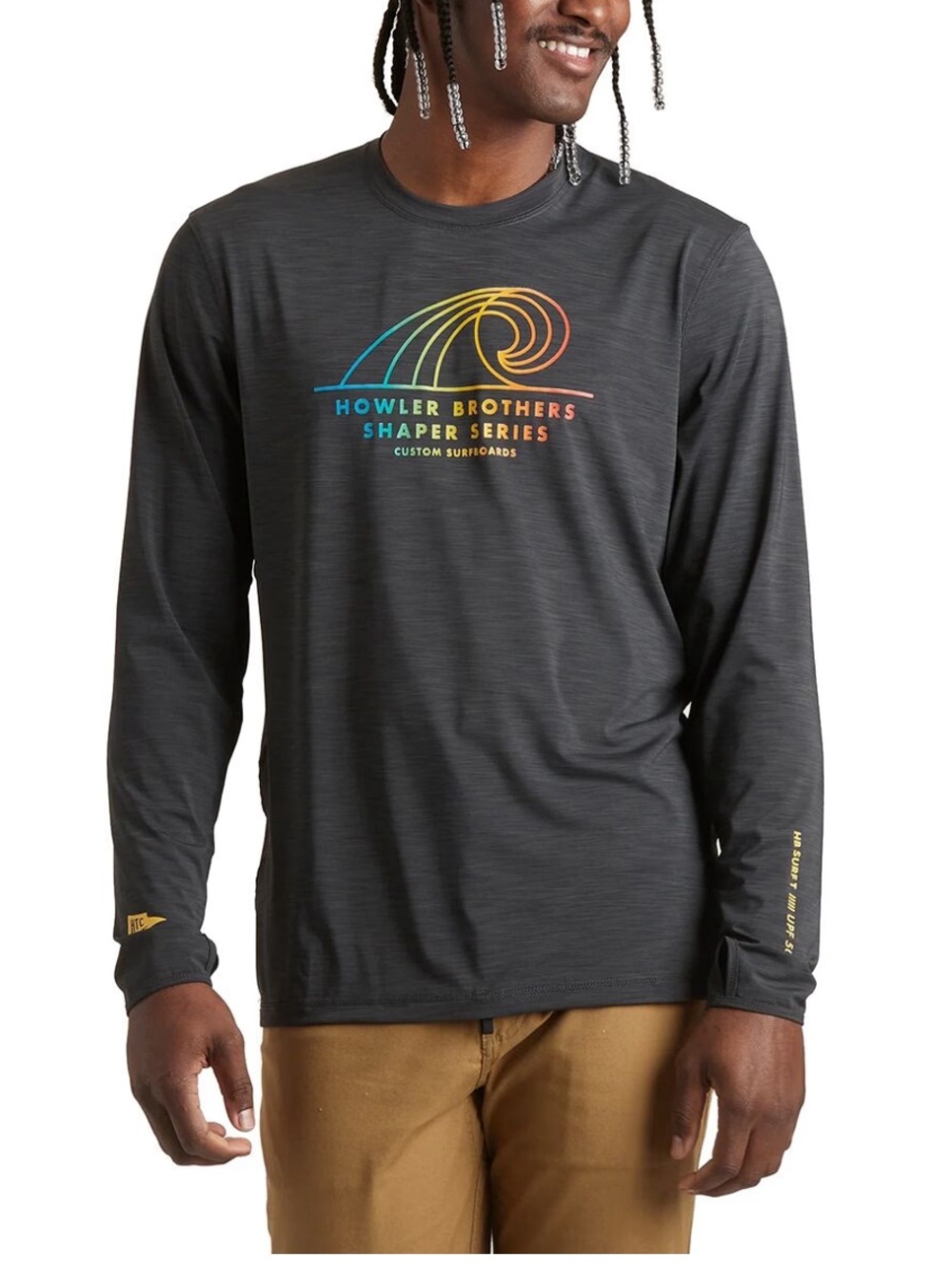 Howler Bros Men’s HB Surf T Shaper Series UPF 50 Gray Long Sleeve Shirt Small